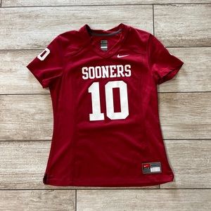 Nike Oklahoma Sooners Football Jersey #10 Crimson White Women’s Size Medium OU